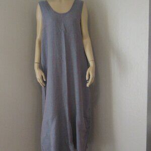 FLAX Lot of 3 Size Medium Maxi Style Linen Dresses Preowned Blue/Coral/Brown